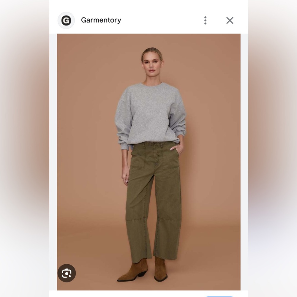 Le Jean utility soft barrel Anthropologie army green